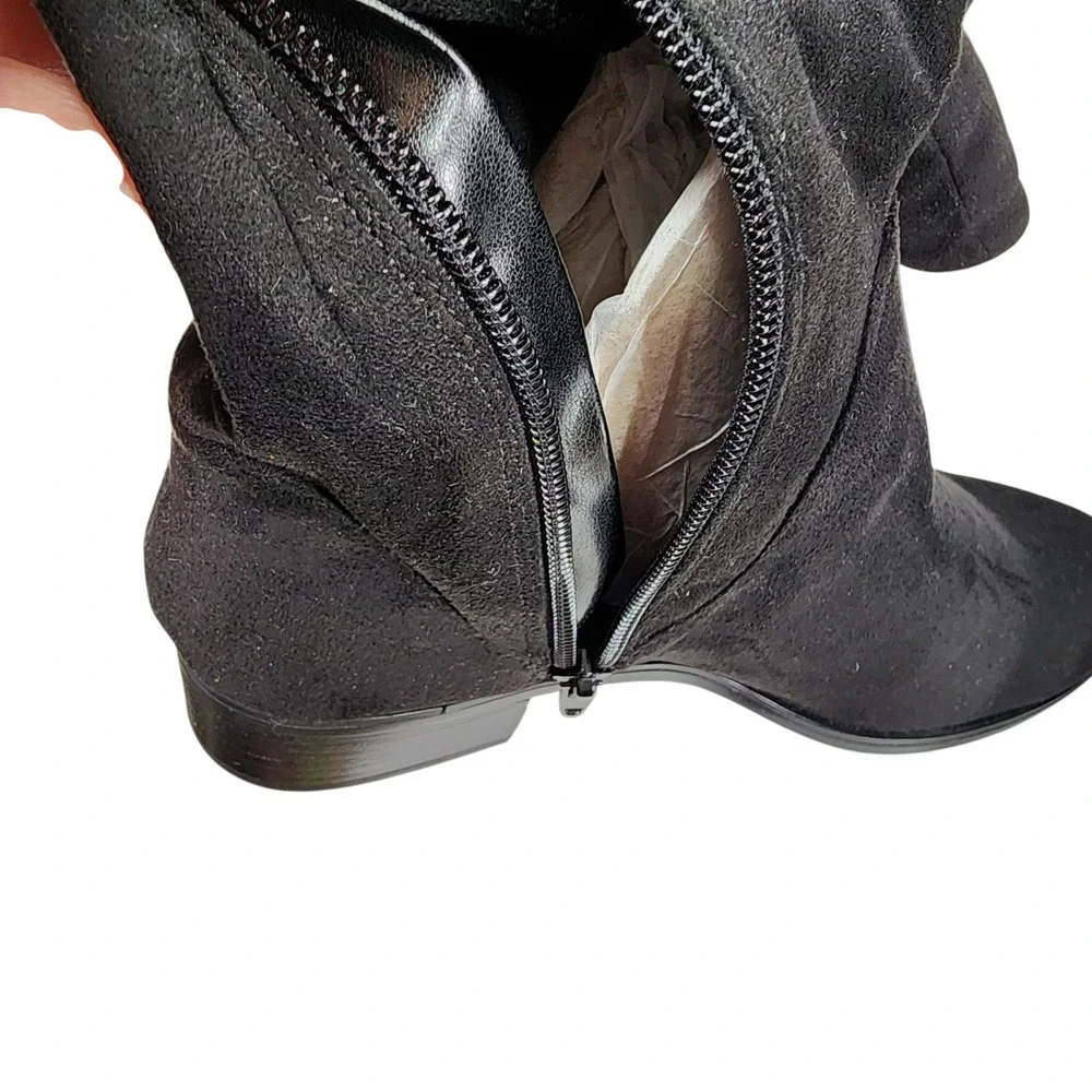 Charles by Charles David Knee High Boot sz 6M Women Guru Slouch Black Faux Suede